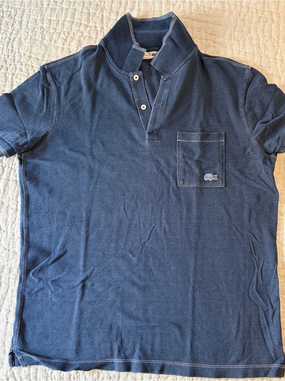 Lacoste Men's Dark Blue Short Sleeve Polo with Chest Pocket